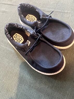 Hey Dude Navy Canvas Shoes with Patterned Collar